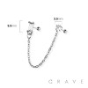SQUARE CZ CHAIN LINK 316L SURGICAL STEEL CHAIN CARTILAGE BARBELL